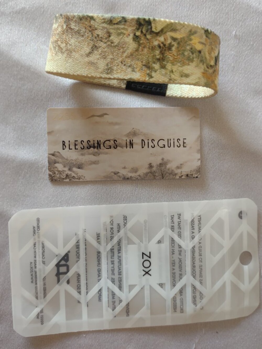 Zox Wide Band Bracelet Blessings in Disguise Inspirational beige Large